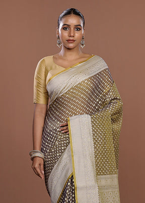Cream Kora Silk Saree With Blouse Piece