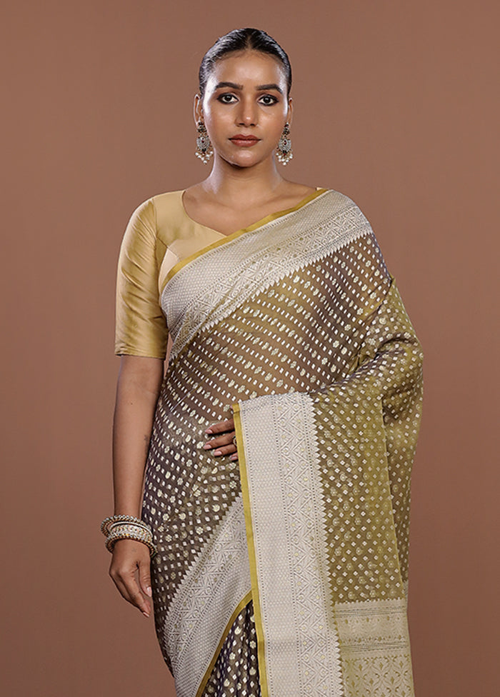 Cream Kora Silk Saree With Blouse Piece
