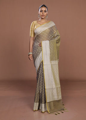 Cream Kora Silk Saree With Blouse Piece