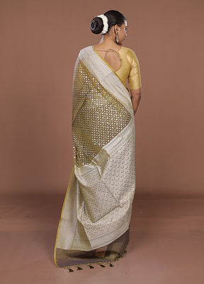 Cream Kora Silk Saree With Blouse Piece
