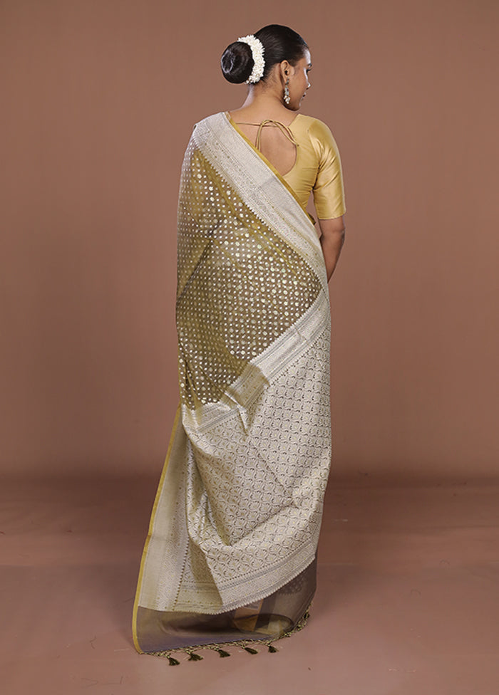 Cream Kora Silk Saree With Blouse Piece