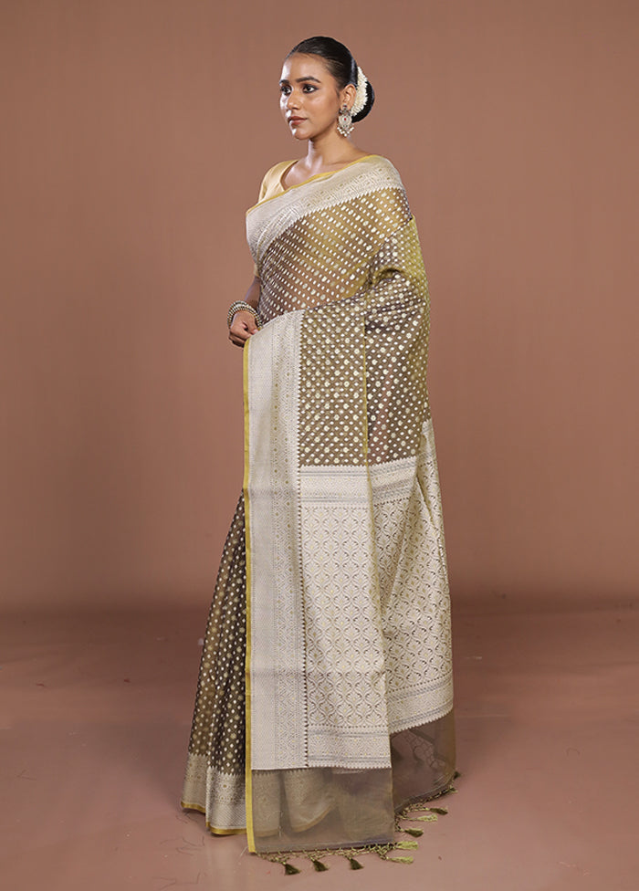 Cream Kora Silk Saree With Blouse Piece