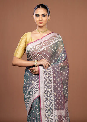 Green Kora Silk Saree With Blouse Piece