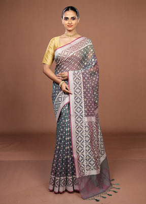 Green Kora Silk Saree With Blouse Piece