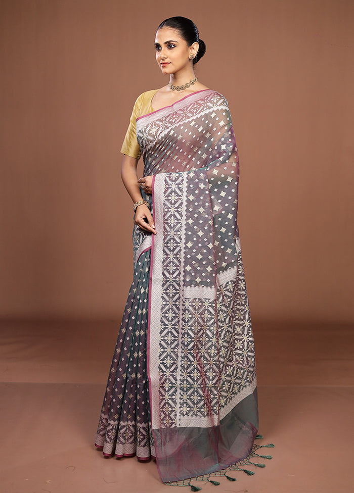 Green Kora Silk Saree With Blouse Piece