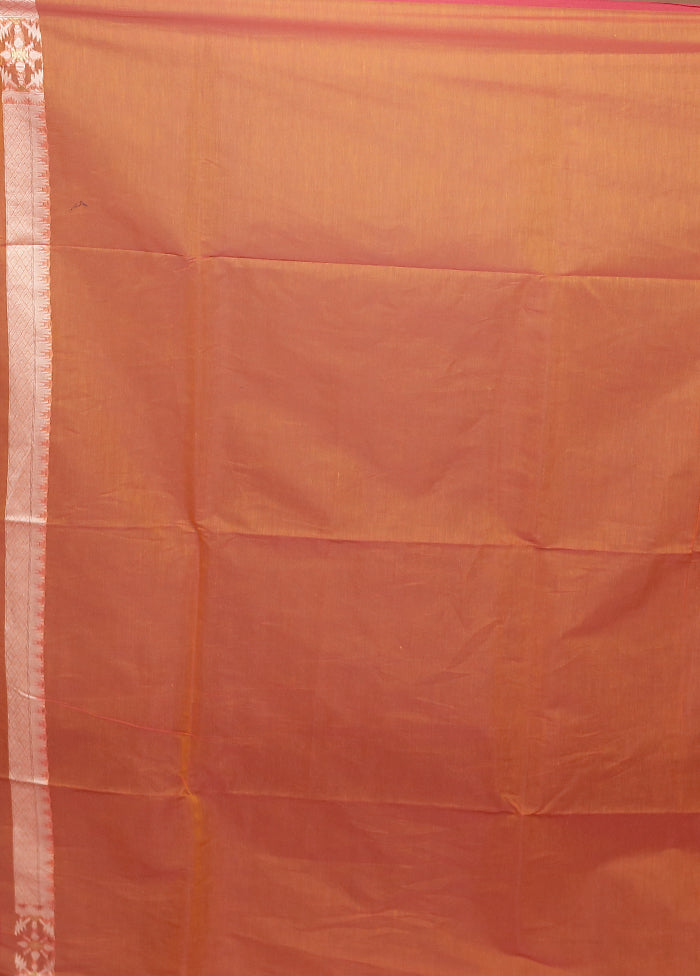Orange Kora Silk Saree With Blouse Piece