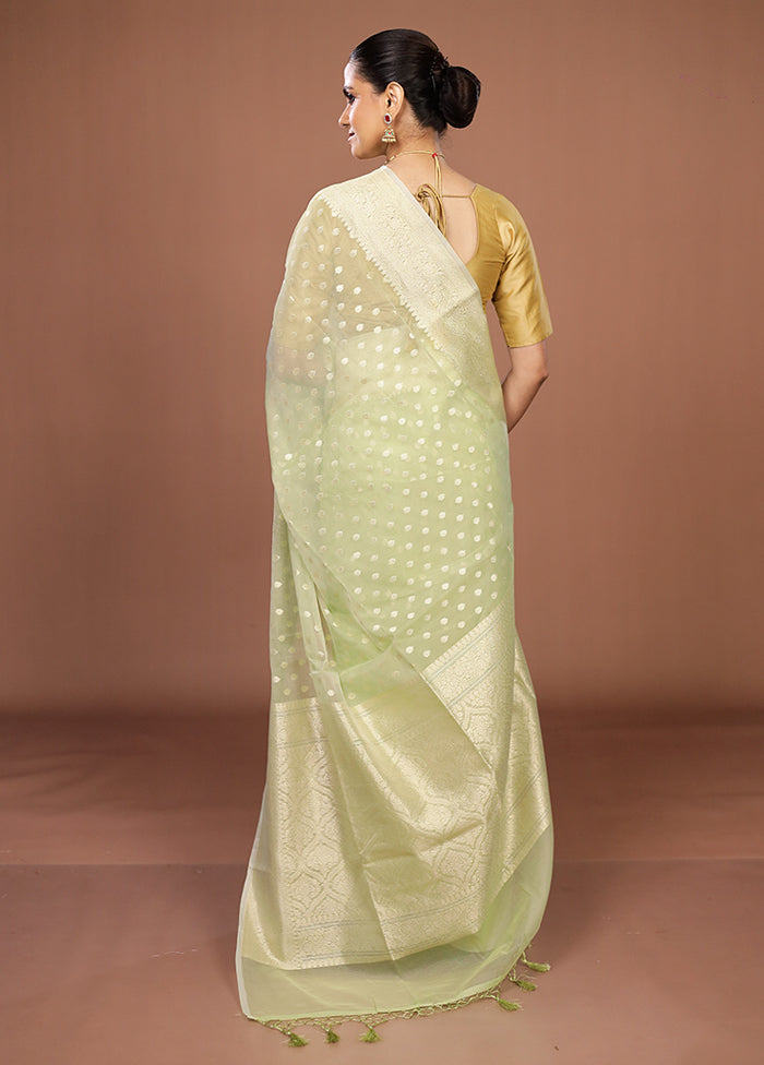 Green Kora Silk Saree With Blouse Piece