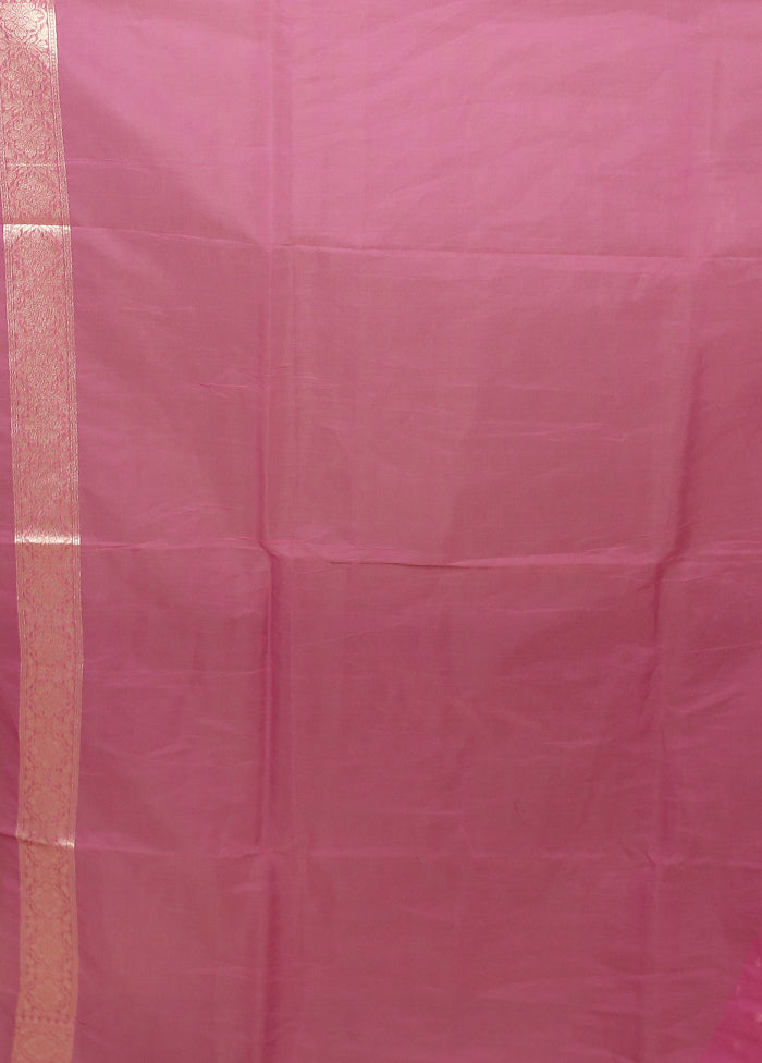 Pink Kora Silk Saree With Blouse Piece