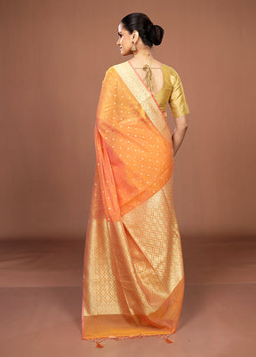 Yellow Kora Silk Saree With Blouse Piece