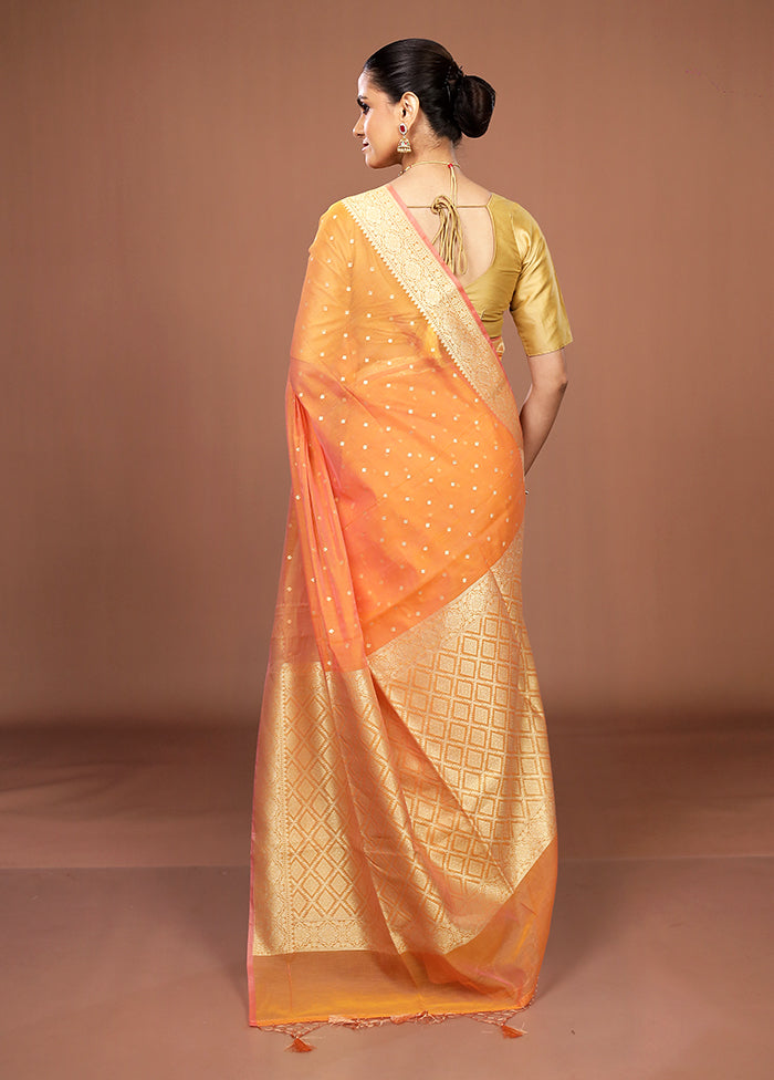 Yellow Kora Silk Saree With Blouse Piece
