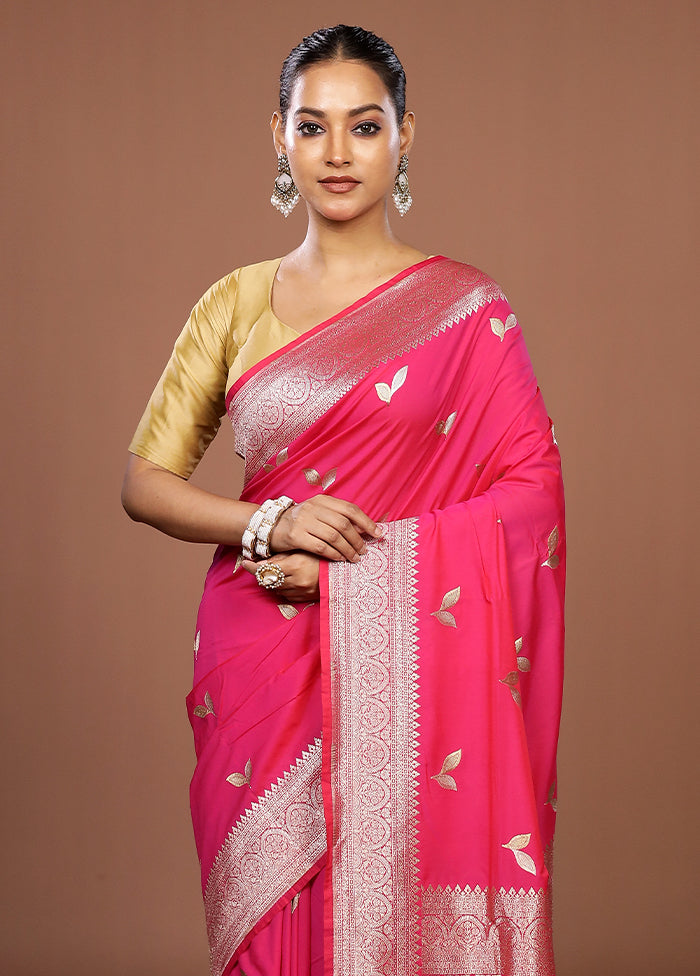 Pink Katan Silk Saree With Blouse Piece