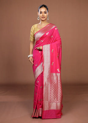 Pink Katan Silk Saree With Blouse Piece