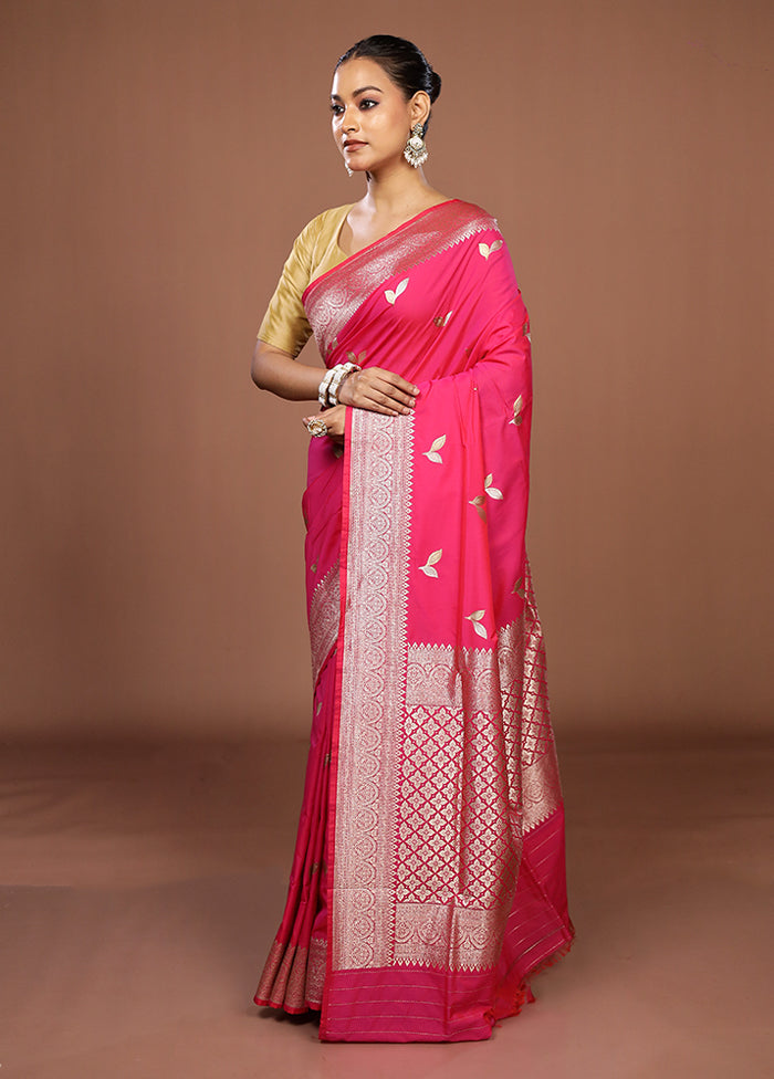 Pink Katan Silk Saree With Blouse Piece