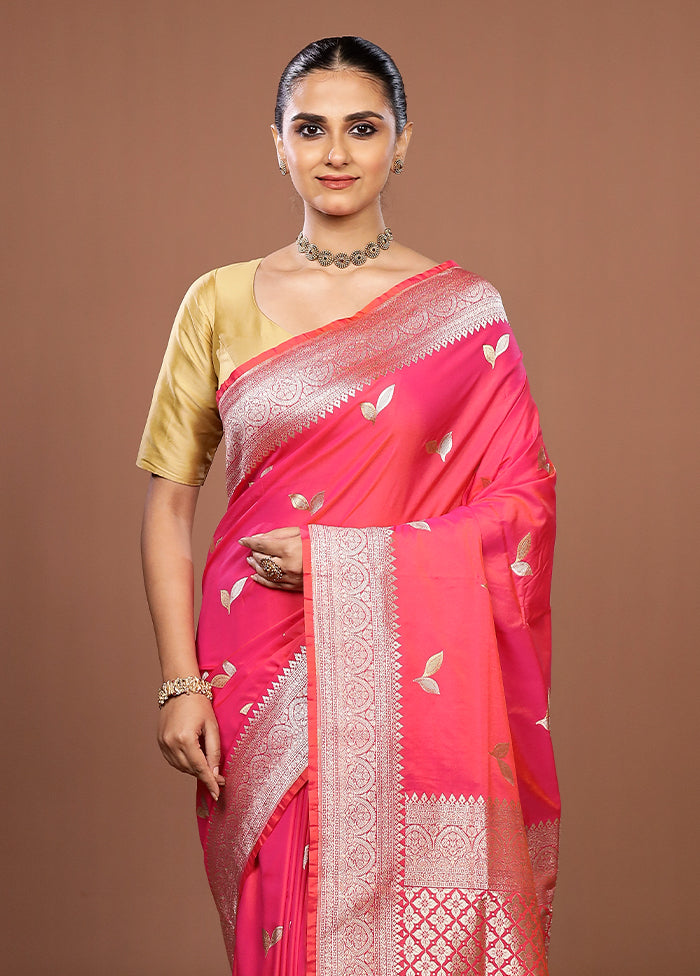 Pink Katan Silk Saree With Blouse Piece