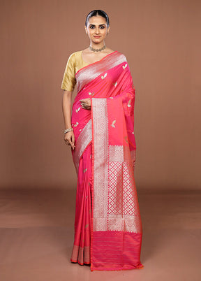 Pink Katan Silk Saree With Blouse Piece