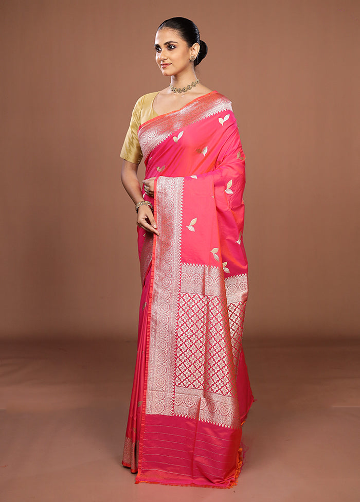 Pink Katan Silk Saree With Blouse Piece
