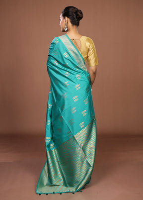 Green Dupion Silk Saree With Blouse Piece