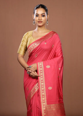 Pink Dupion Silk Saree With Blouse Piece