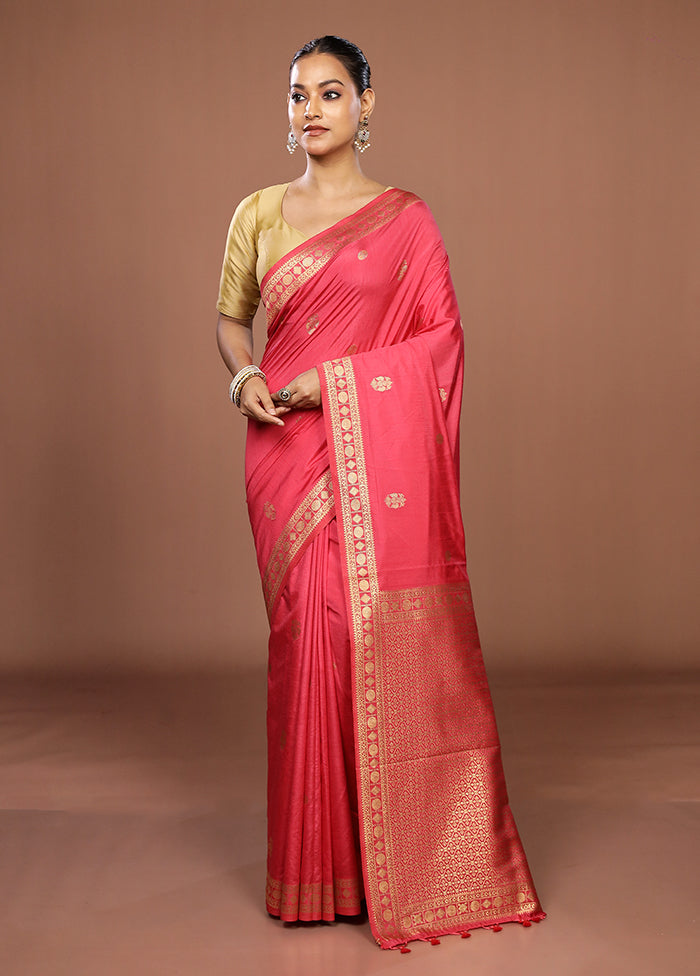 Pink Dupion Silk Saree With Blouse Piece