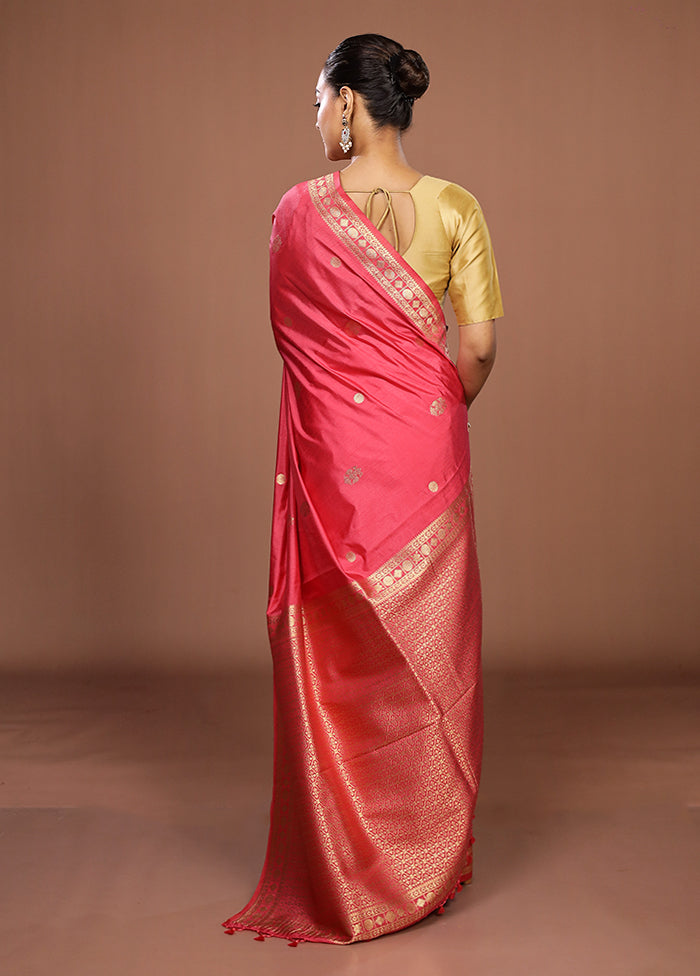 Pink Dupion Silk Saree With Blouse Piece