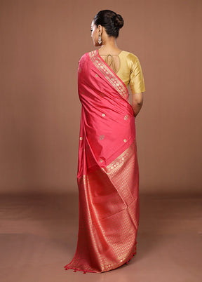 Pink Dupion Silk Saree With Blouse Piece