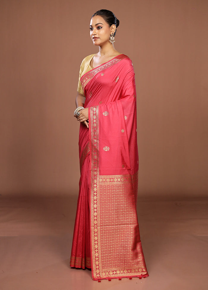Pink Dupion Silk Saree With Blouse Piece
