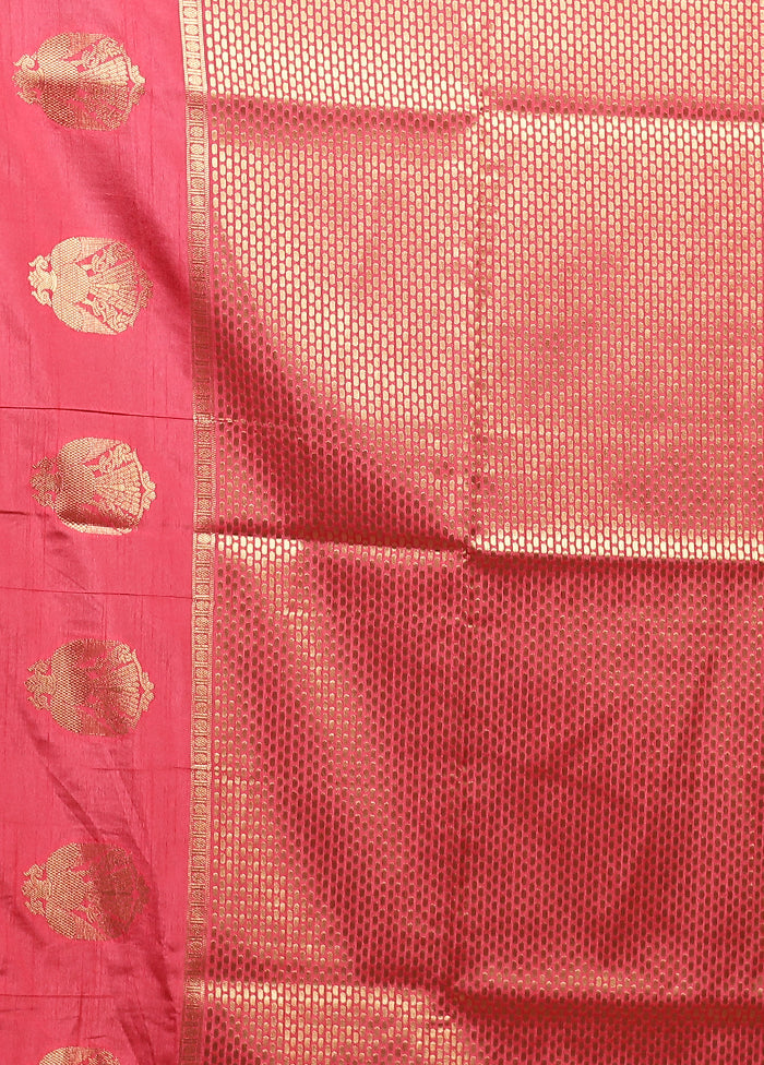 Pink Dupion Silk Saree With Blouse Piece
