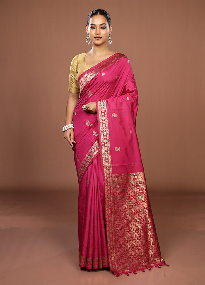 Pink Dupion Silk Saree With Blouse Piece