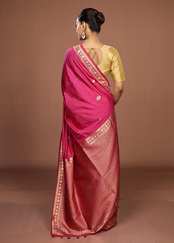 Pink Dupion Silk Saree With Blouse Piece
