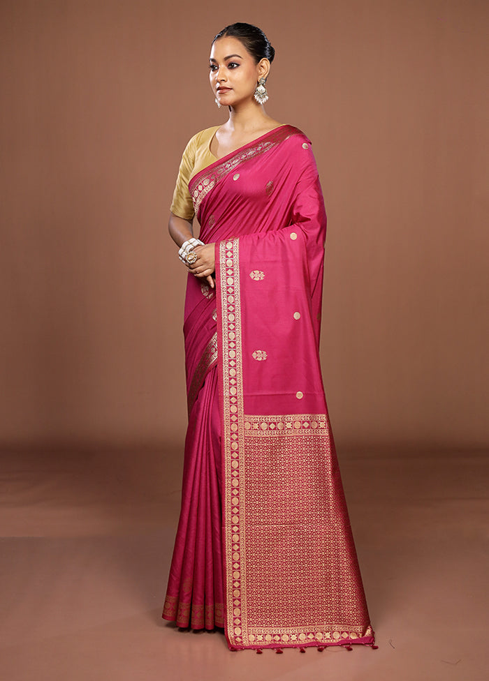 Pink Dupion Silk Saree With Blouse Piece