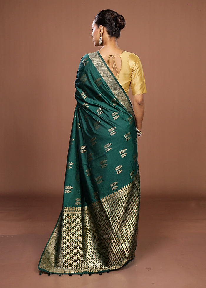 Green Dupion Silk Saree With Blouse Piece