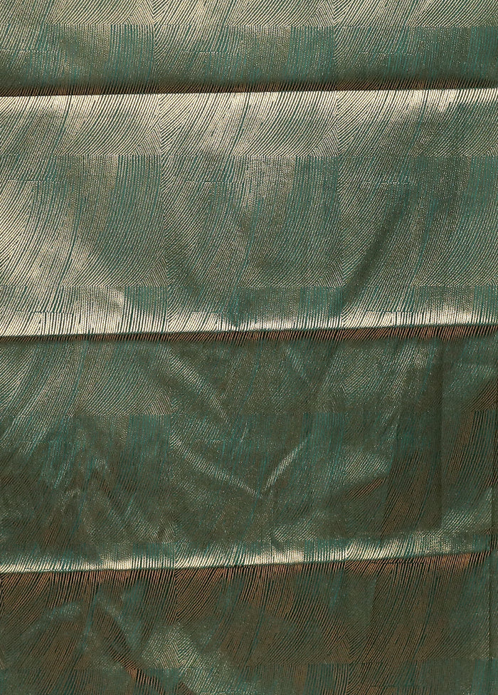 Green Dupion Silk Saree With Blouse Piece