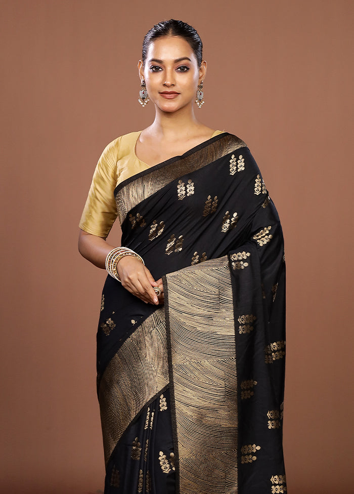 Black Dupion Silk Saree With Blouse Piece