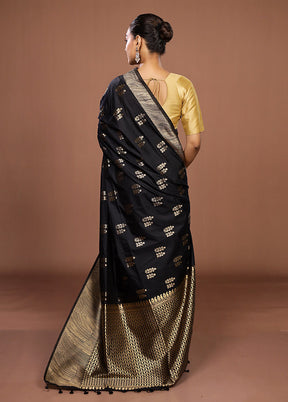 Black Dupion Silk Saree With Blouse Piece