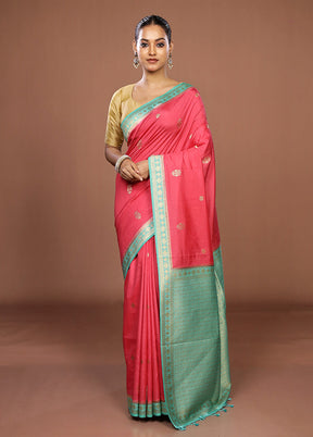 Pink Dupion Silk Saree With Blouse Piece