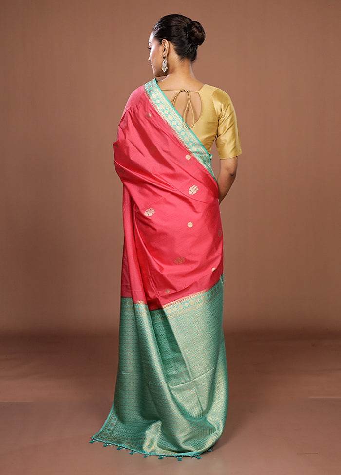 Pink Dupion Silk Saree With Blouse Piece