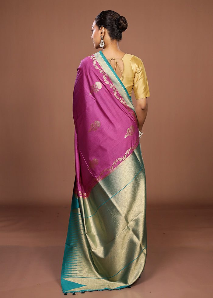Purple Dupion Silk Saree With Blouse Piece