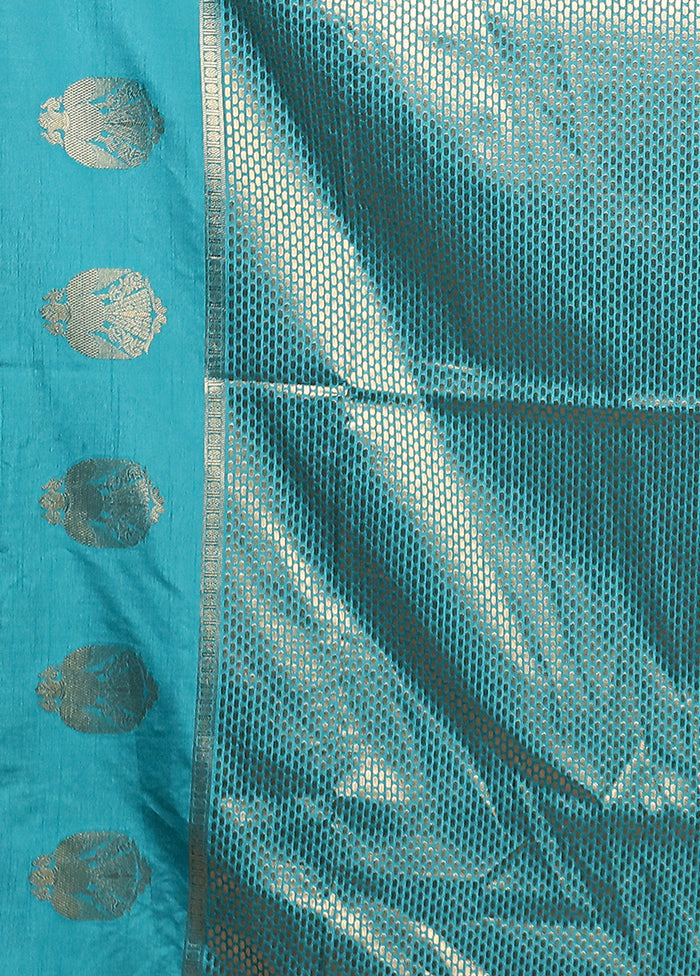 Yellow Dupion Silk Saree With Blouse Piece