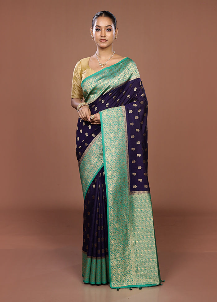 Purple Dupion Silk Saree With Blouse Piece