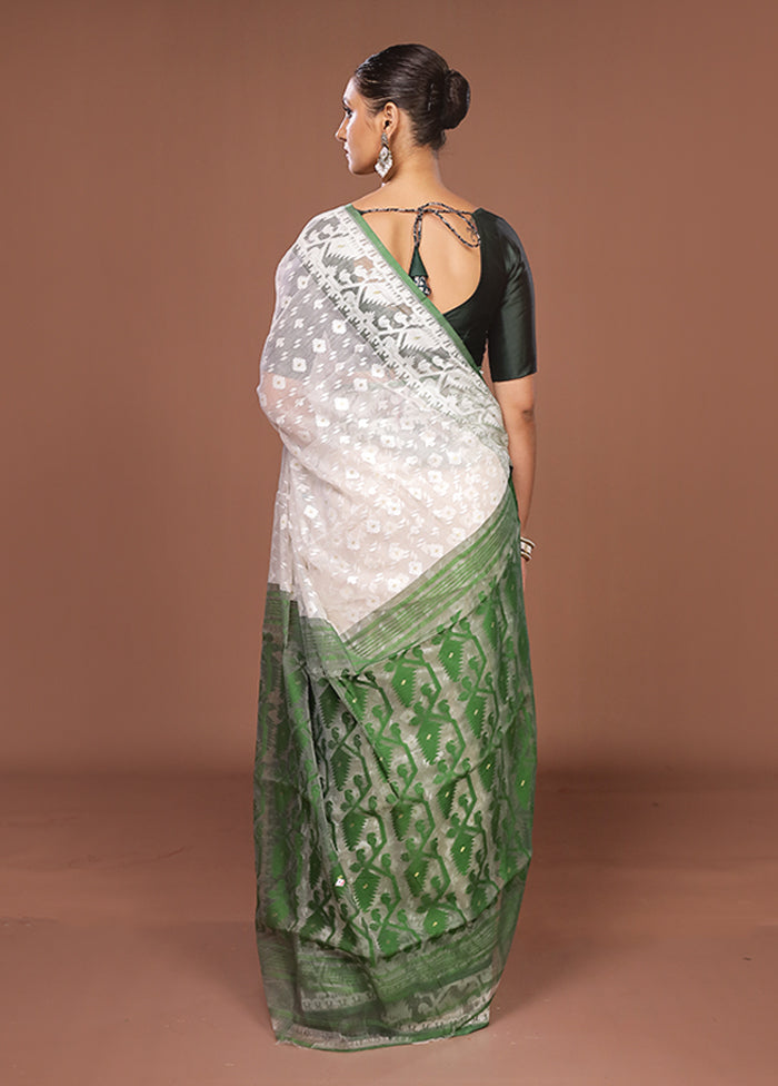 Cream Jamdani Cotton Saree Without Blouse Piece