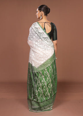Cream Jamdani Cotton Saree Without Blouse Piece