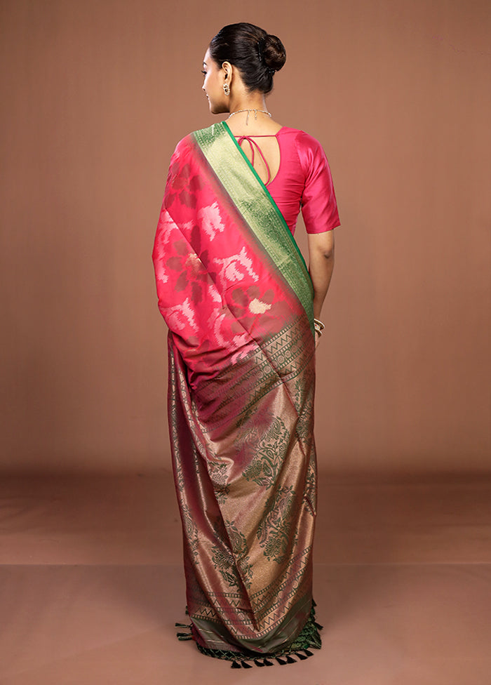 Green Dupion Silk Saree With Blouse Piece