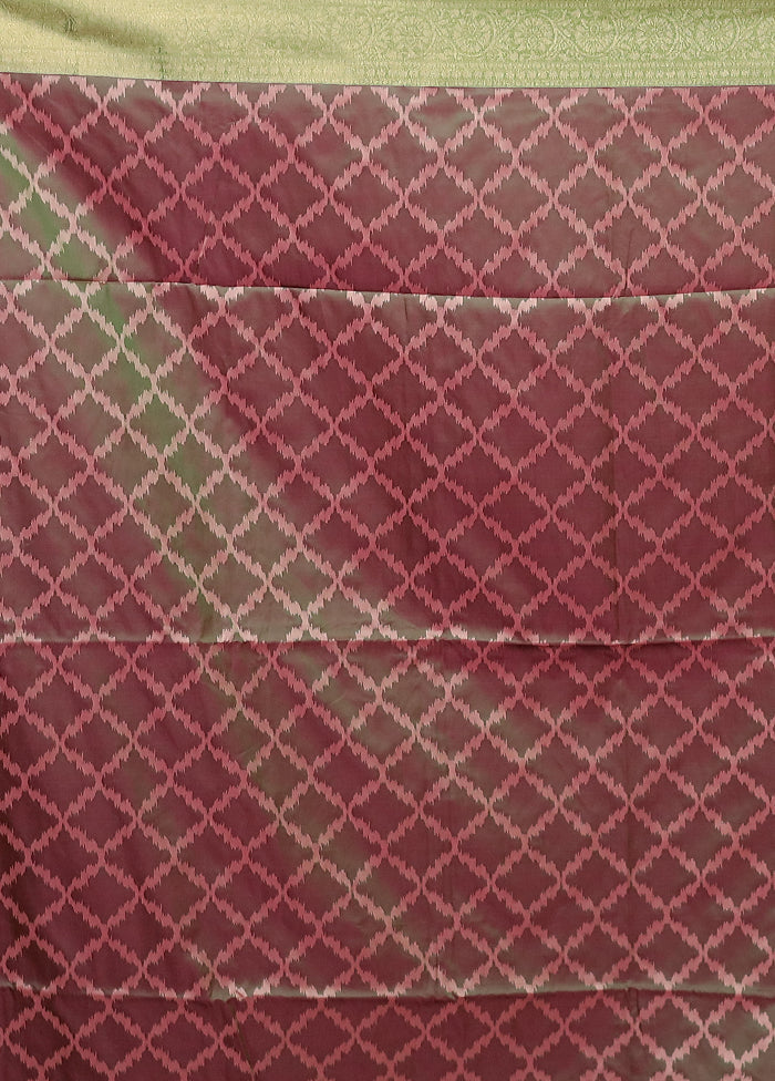 Green Dupion Silk Saree With Blouse Piece