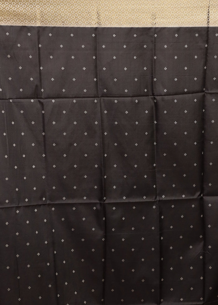 Grey Dupion Silk Saree With Blouse Piece