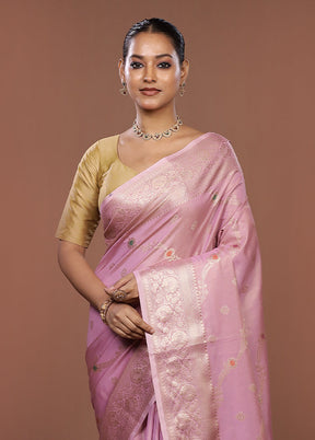 Pink Dupion Silk Saree With Blouse Piece