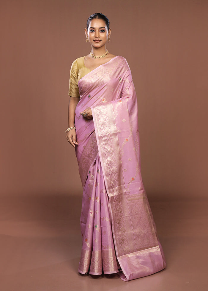 Pink Dupion Silk Saree With Blouse Piece