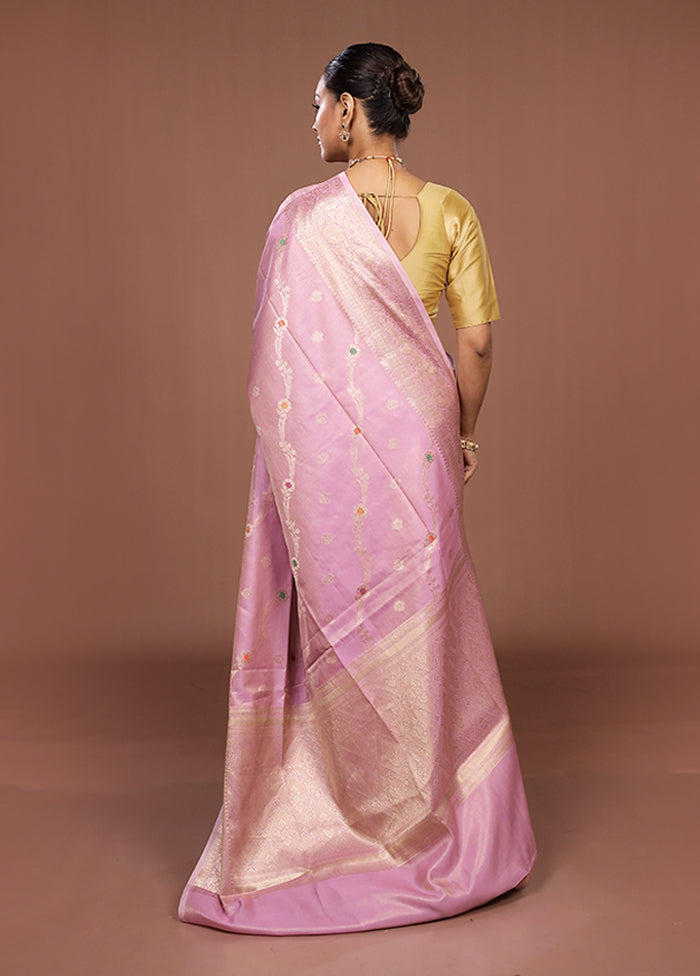 Pink Dupion Silk Saree With Blouse Piece