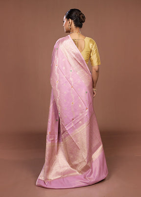 Pink Dupion Silk Saree With Blouse Piece