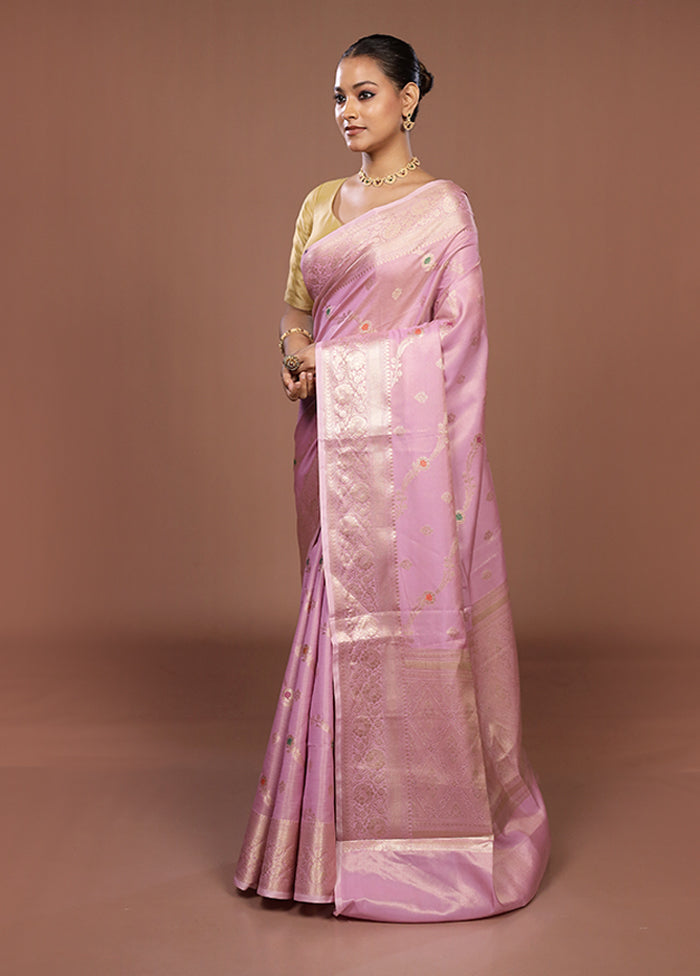 Pink Dupion Silk Saree With Blouse Piece