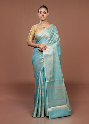 Green Dupion Silk Saree With Blouse Piece